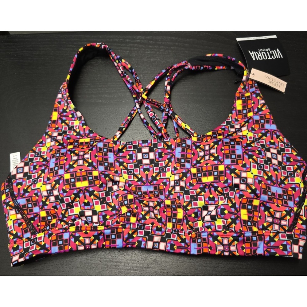 Victorias Sport Large  Secret Multicolored Sports Bra Geometric Colorful Fun '16